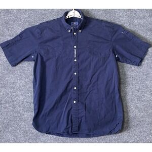 Beretta Mens Large Short Sleeve Button Up Shirt Navy Blue Cargo Pocket Utility